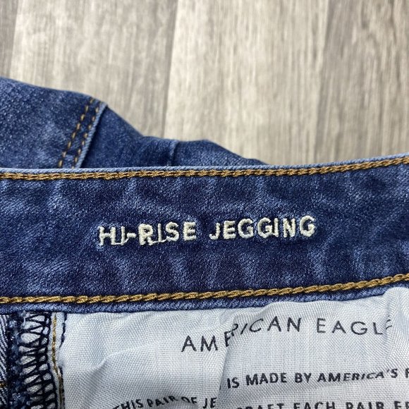 AMERICAN EAGLE Level Stretch Hi Rise Jegging Blue Denim Jeans Women's Size 2 R - Picture 10 of 12